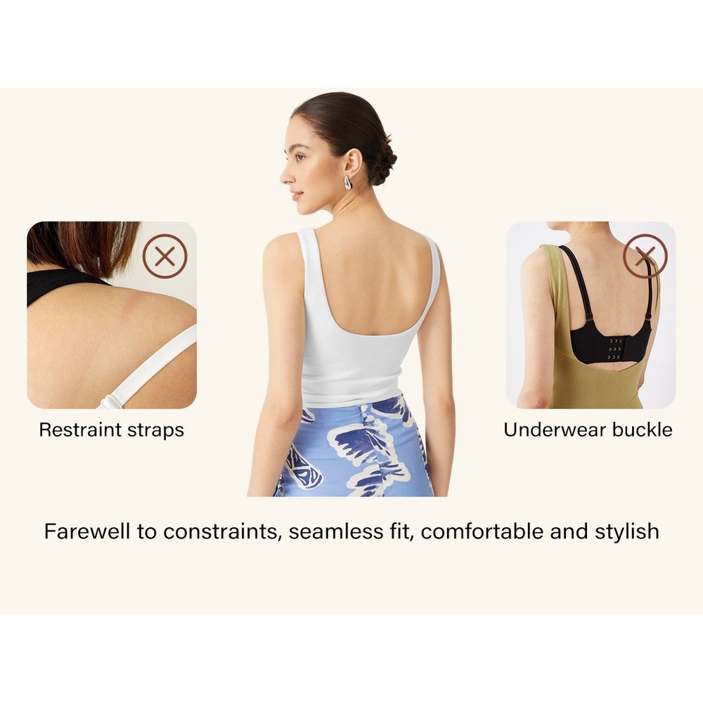 OGL Move XL Plantive Ecosy Bustier Open Back Brami Sleeveless Bra Tank Gardenia - Picture 8 of 11